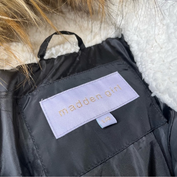 MADDEN GIRL (Juniors) Insulated Quilted Bubble Puffer Ski Coat, Black, L - Picture 2 of 11